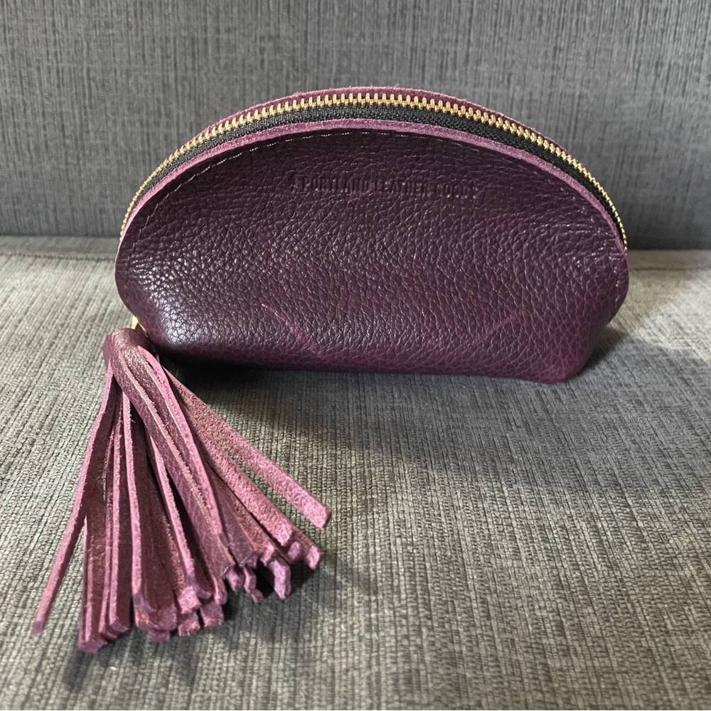 Portland leather goods taco tassel pouch PLUM